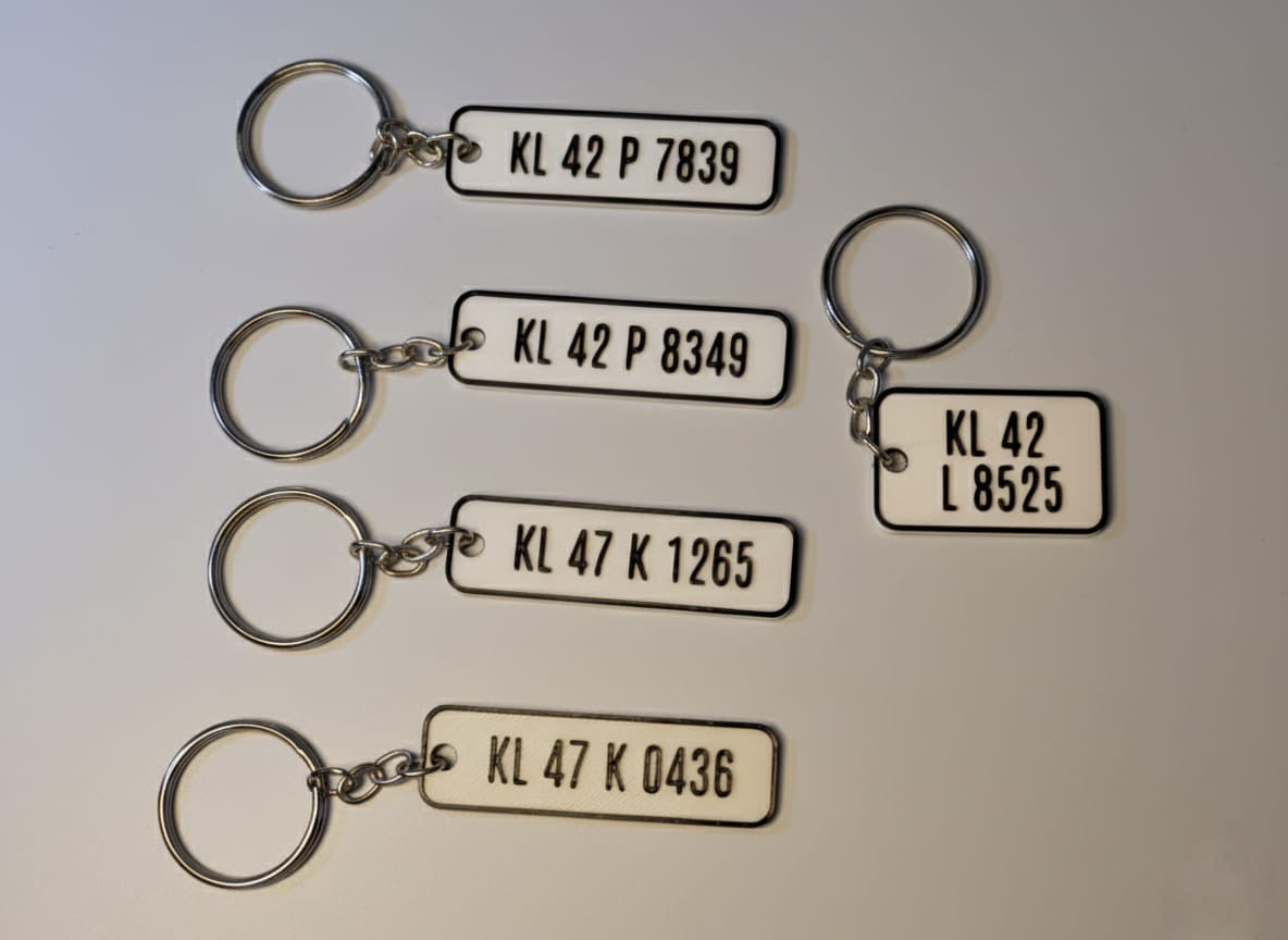 Custom Numberplate Keychain 3D Printed