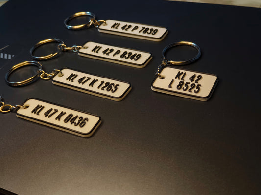Custom Numberplate Keychain 3D Printed